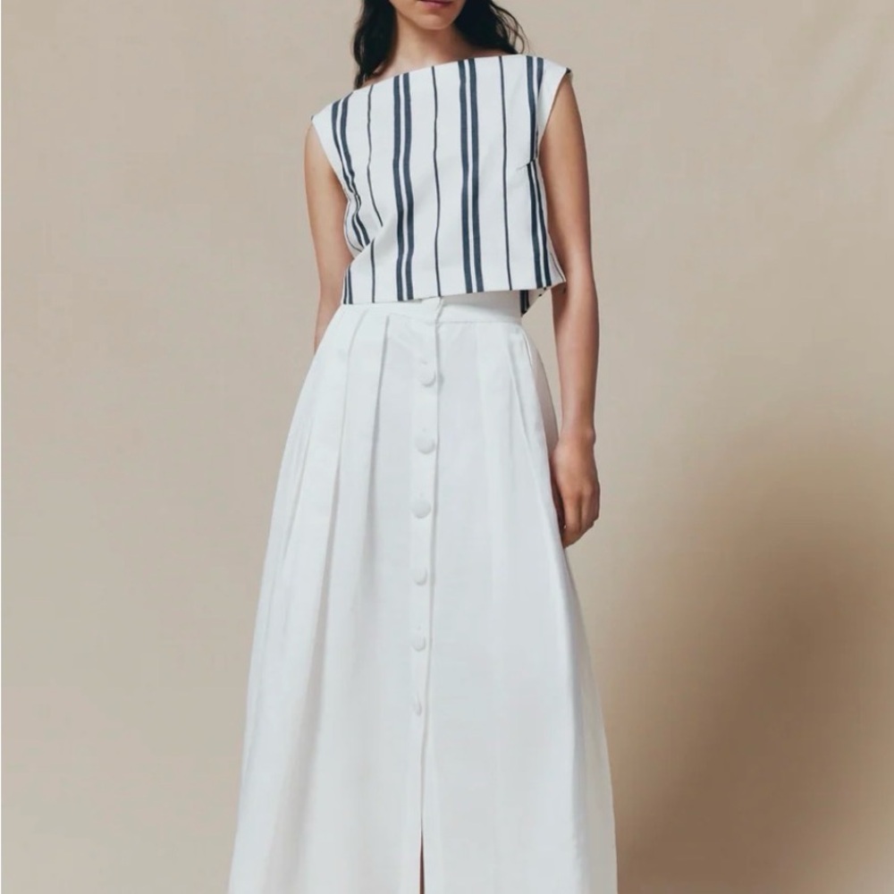 White Button-Front Maxi Skirt - Women